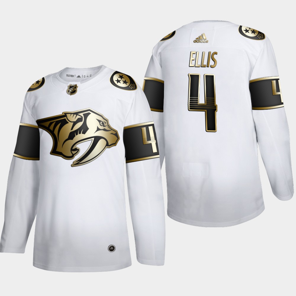 Cheap Nashville Predators 4 Ryan Ellis Men Adidas White Golden Edition Limited Stitched NHL Jersey